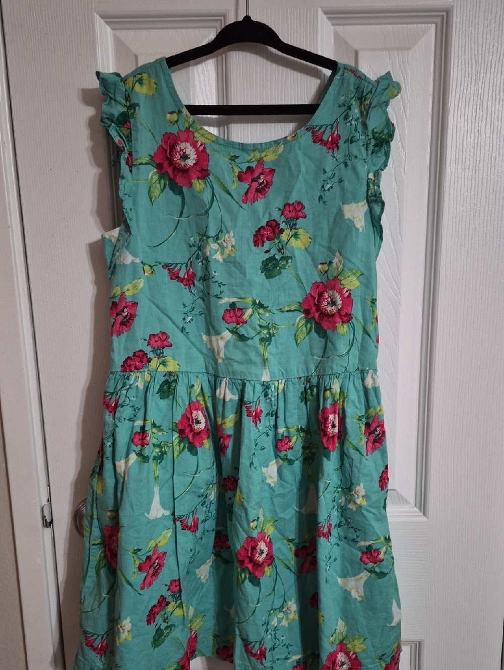 GAP Girls Turquoise Floral Dress with Pink Flowers